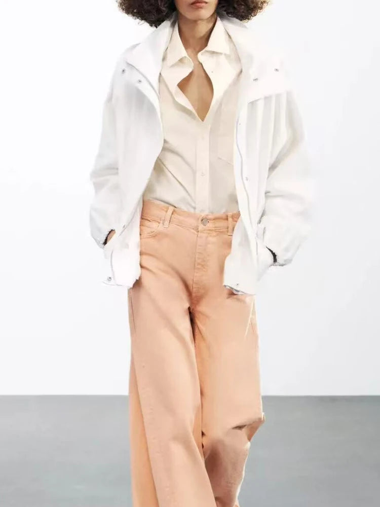 European and American style spring new products women's clothing fashionable versatile pocket decoration loose jacket