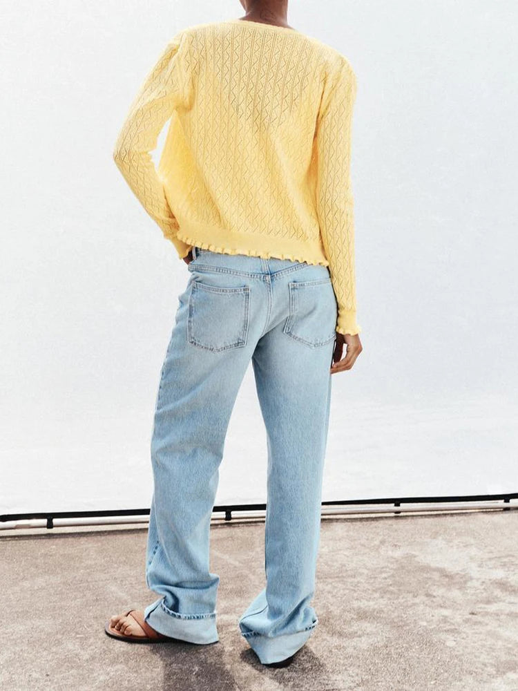 European and American style summer new products Women's clothing Layered decorative jacquard mesh knitted jacket