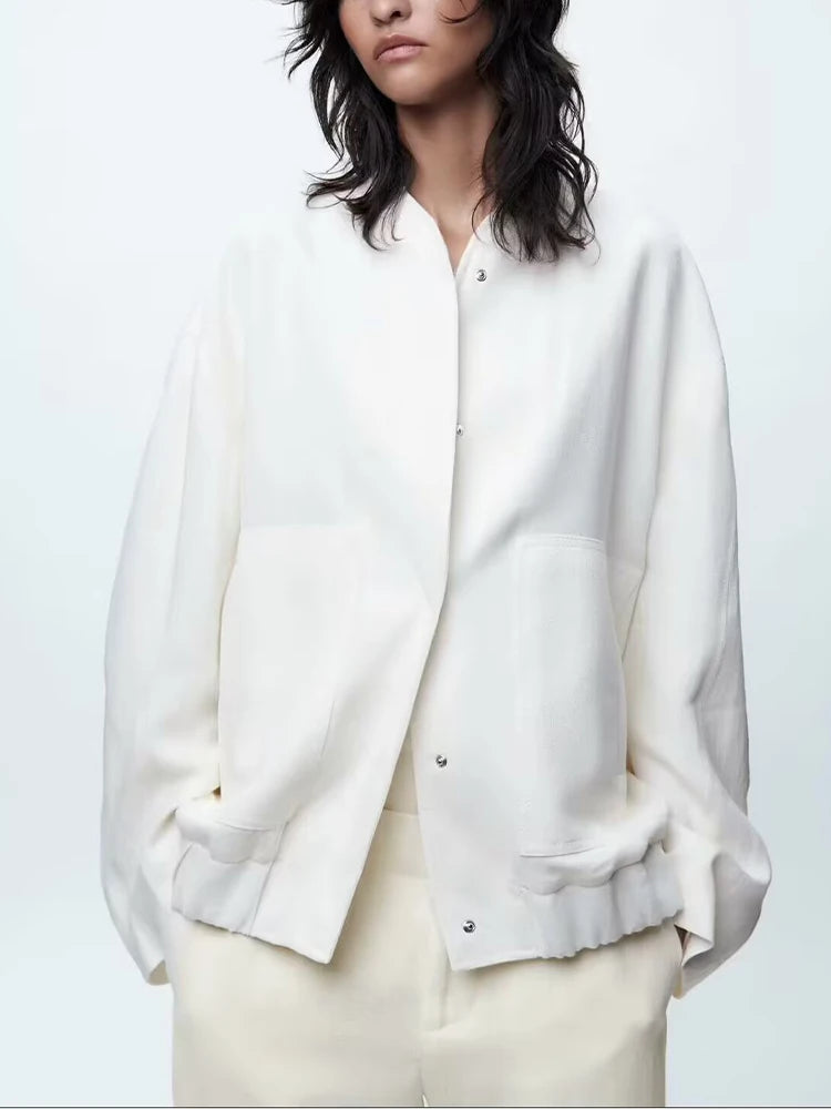 European and American style women's summer new style fashion solid color versatile temperament leisure pilot jacket