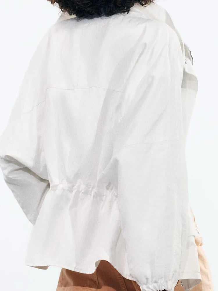 European and American style spring new products women's clothing fashionable versatile pocket decoration loose jacket